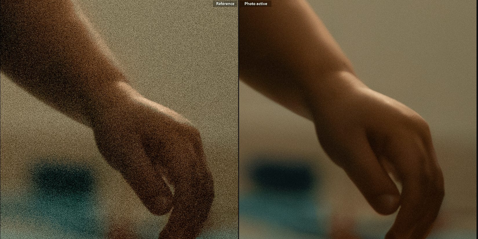 Lightroom AI 降噪前后的画质对比
